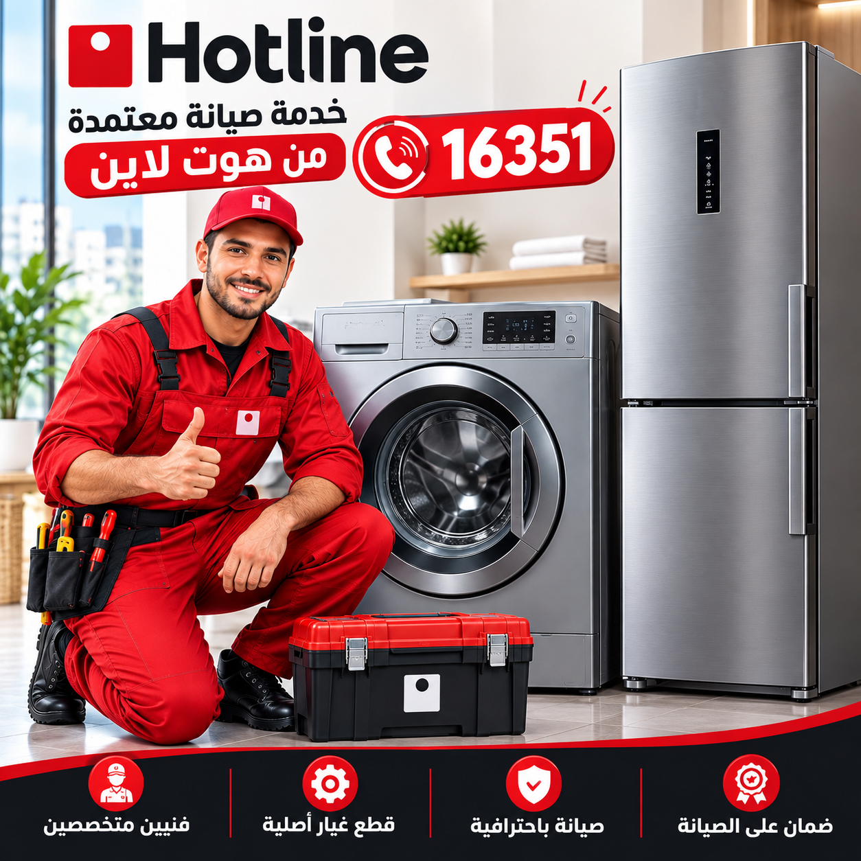 هوت لاين 16351 - صيانة الأجهزة المنزلية